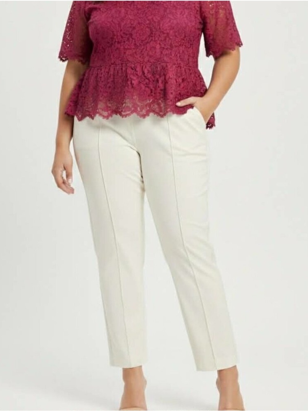 NWT Isaac Mizrahi Live! Pull-On 24/7 Stretch Ankle Pants Cream 18W Petite